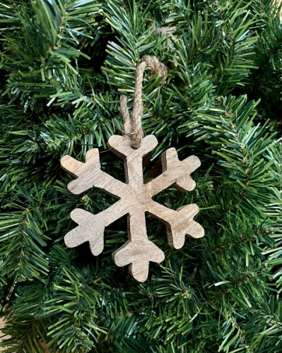 SNOWFLAKE ORNAMENT WOODEN *NEW* AVAIL JULY 2024